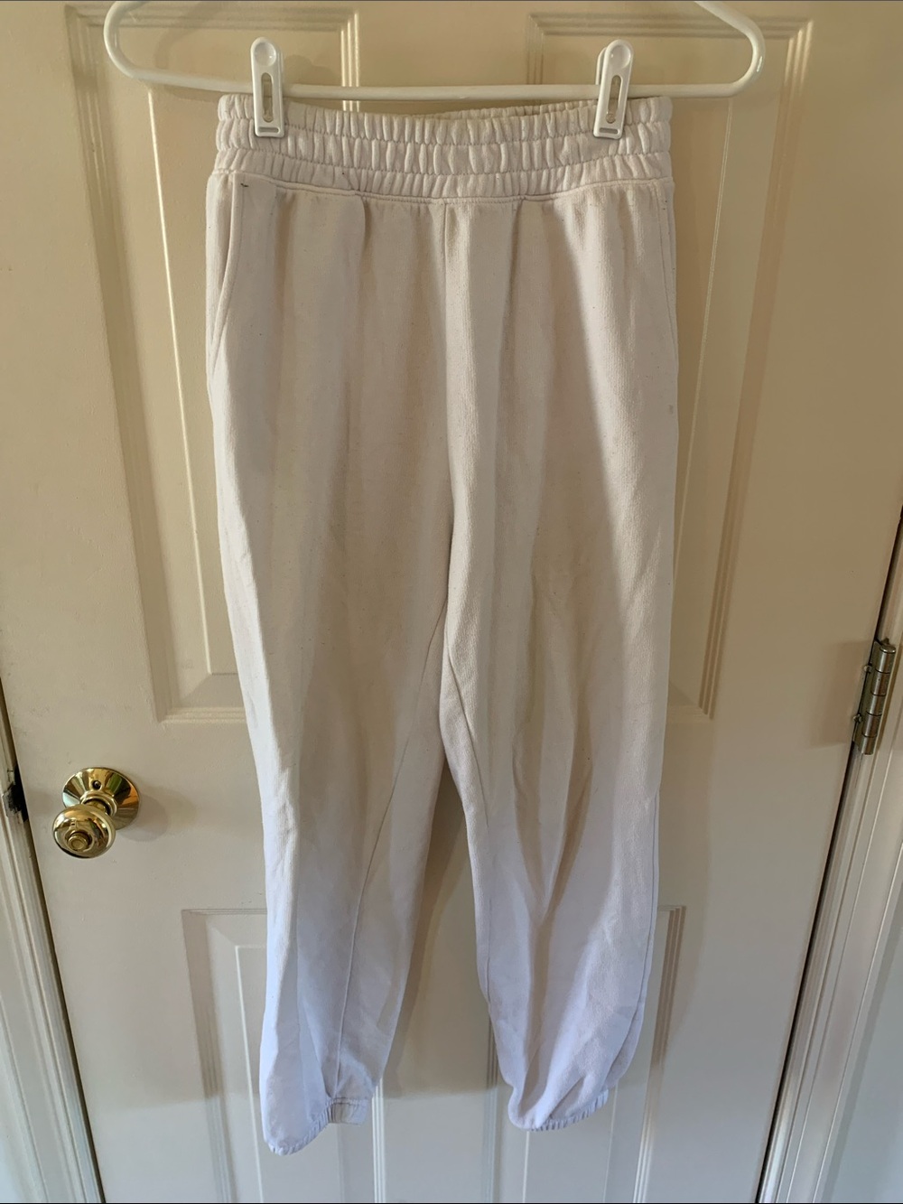 American Eagle Outfitters White Elastic-Waist Joggers